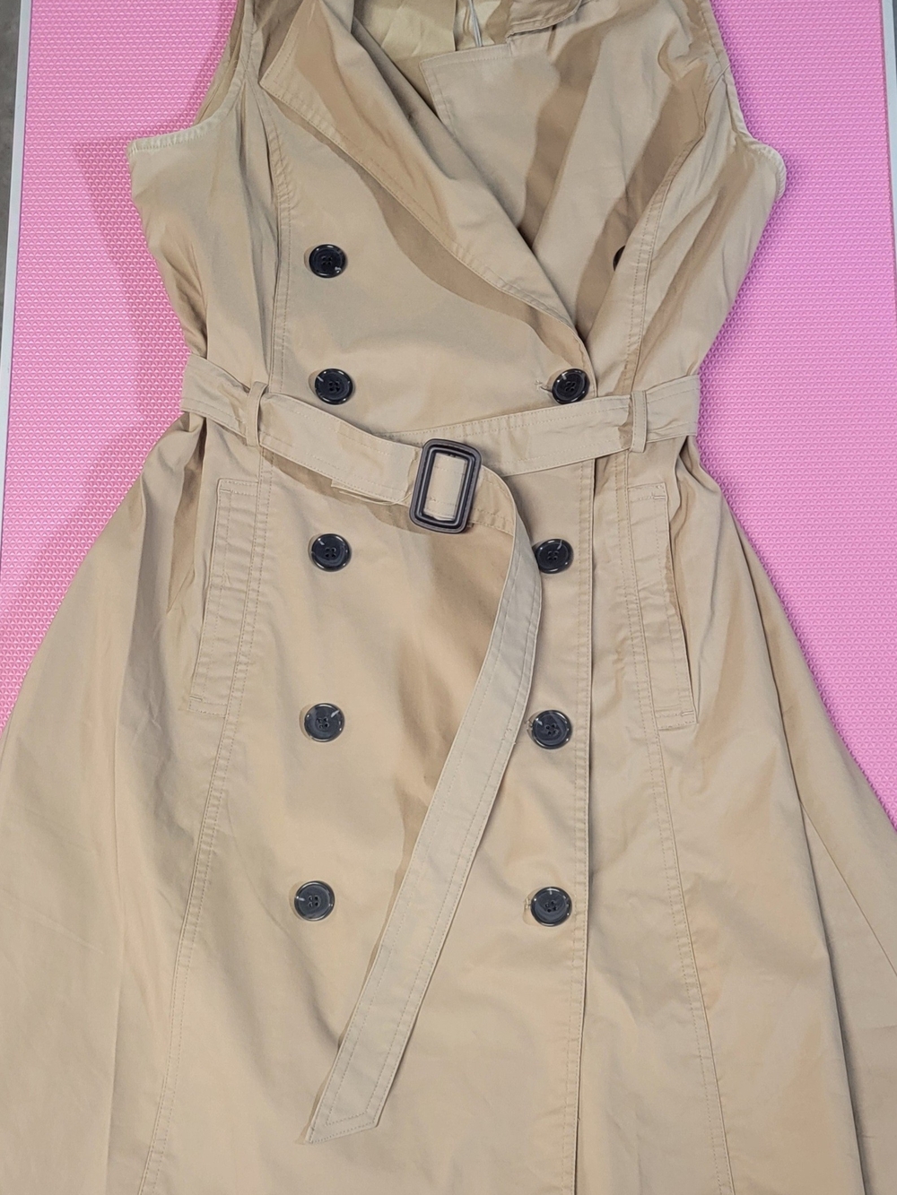 a new day Beige Double-Breasted Trench Dress with Belt